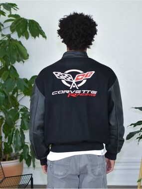 Holloway Black Bomber Jacket with Corvette Patch